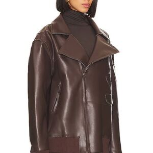 Brand new with tags Norma Kamali brown leather jacket